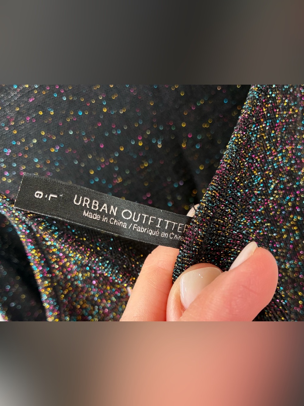 Urban Outfitters Black Iridescent Glitter Knit Mini Dress Y2K Size Large - Picture 4 of 5